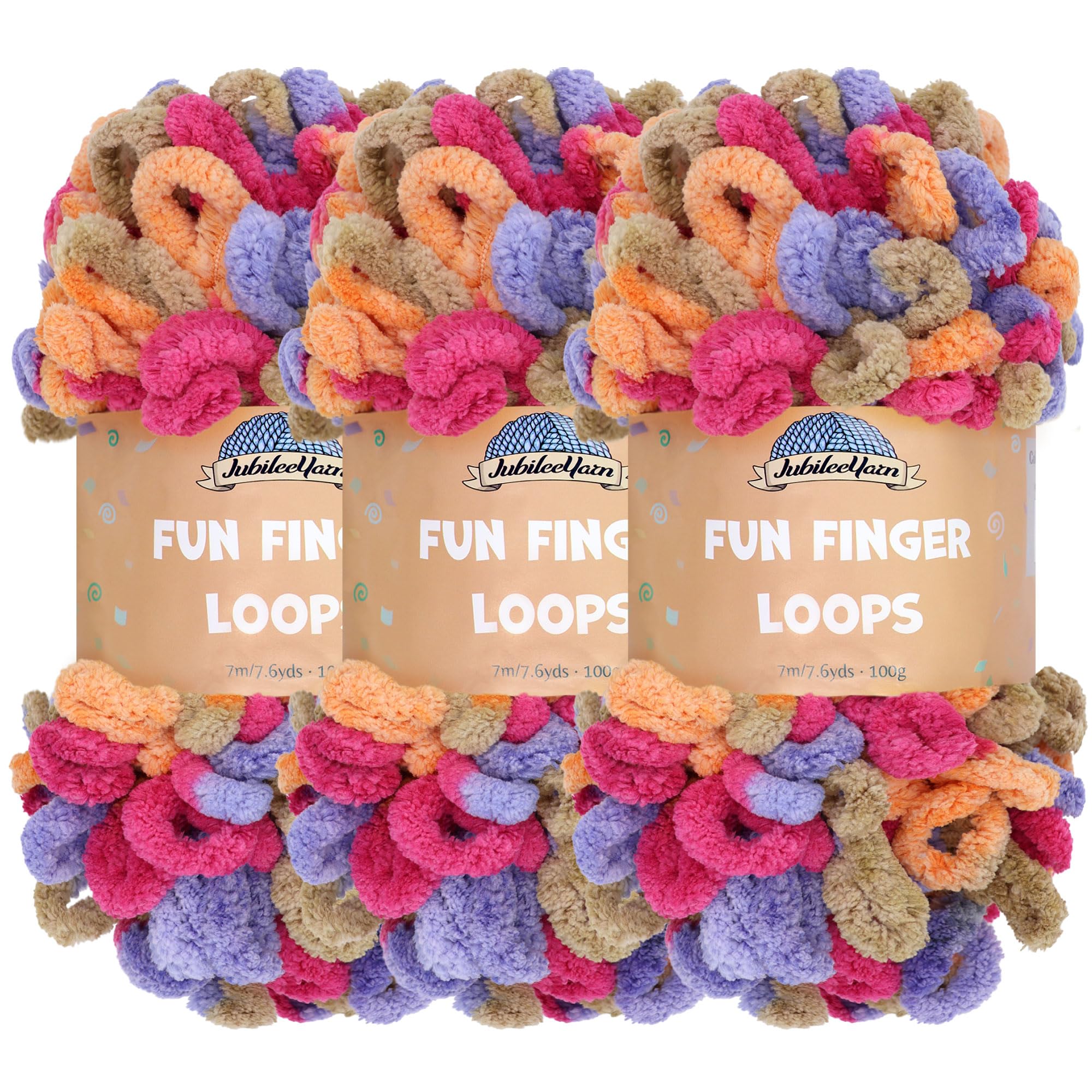 JubileeYarn Fun Finger Loops Yarn - Polyester Jumbo Weight Loop Yarn - 100g/Skein - Hecate - 3 Skeins