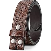 WOWOGO Women Men Western Belt Strap Genuine Leather Cowboy Cowgirl Floral Embossed Belt Strap