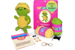 CREATKITS Crochet Kit for Beginners – Turtle | DIY Crochet Animal Kit with Step-by-Step Video – Fun Craft Set for Adults & Kids – Includes Yarn, Hook, Tools & Instructions – Great Gift for All Ages