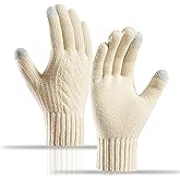 Gafario Mens Winter Gloves for Men Cold Weather Gifts, Fleece Warm Knit Work Touch Screen Gloves for Women Driving Typing