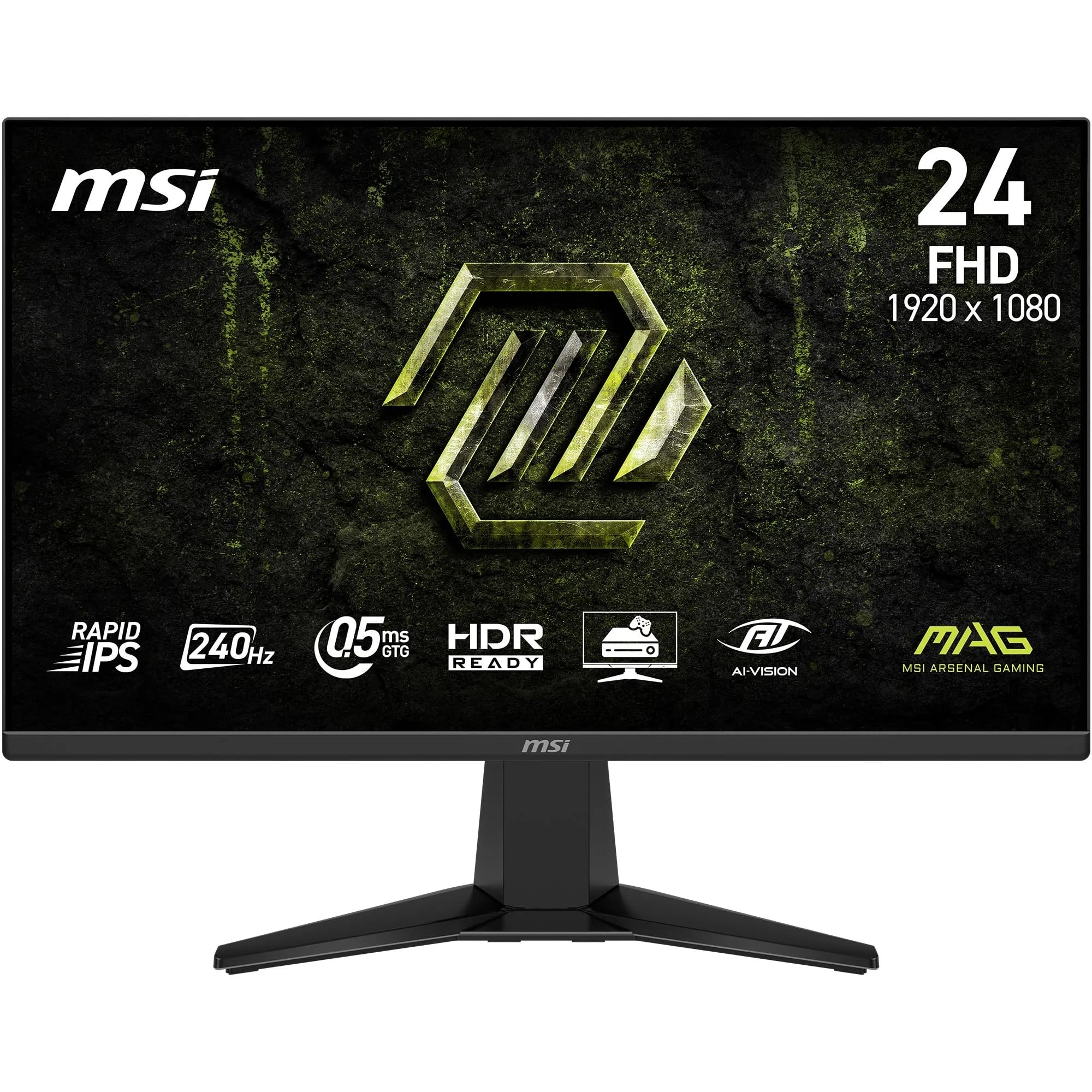 MSI MAG 245F X24 Gaming-Monitor 61 cm, 1920x1080 FHD, schnelles IPS, 240Hz, 0,5ms, HDR, AMD FreeSync Premium, Augenpflege, AI-Vision, HDMI 2.0b, DP 1.2a, Rahmenlos, Vesa Halterung, Schwarz