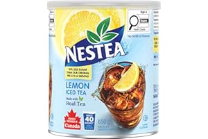 NESTEA Lemon Iced Tea Mix, 50% Less Sugar, Made With Real Tea & Lemon Flavour, Prepared in Canada, 650 g