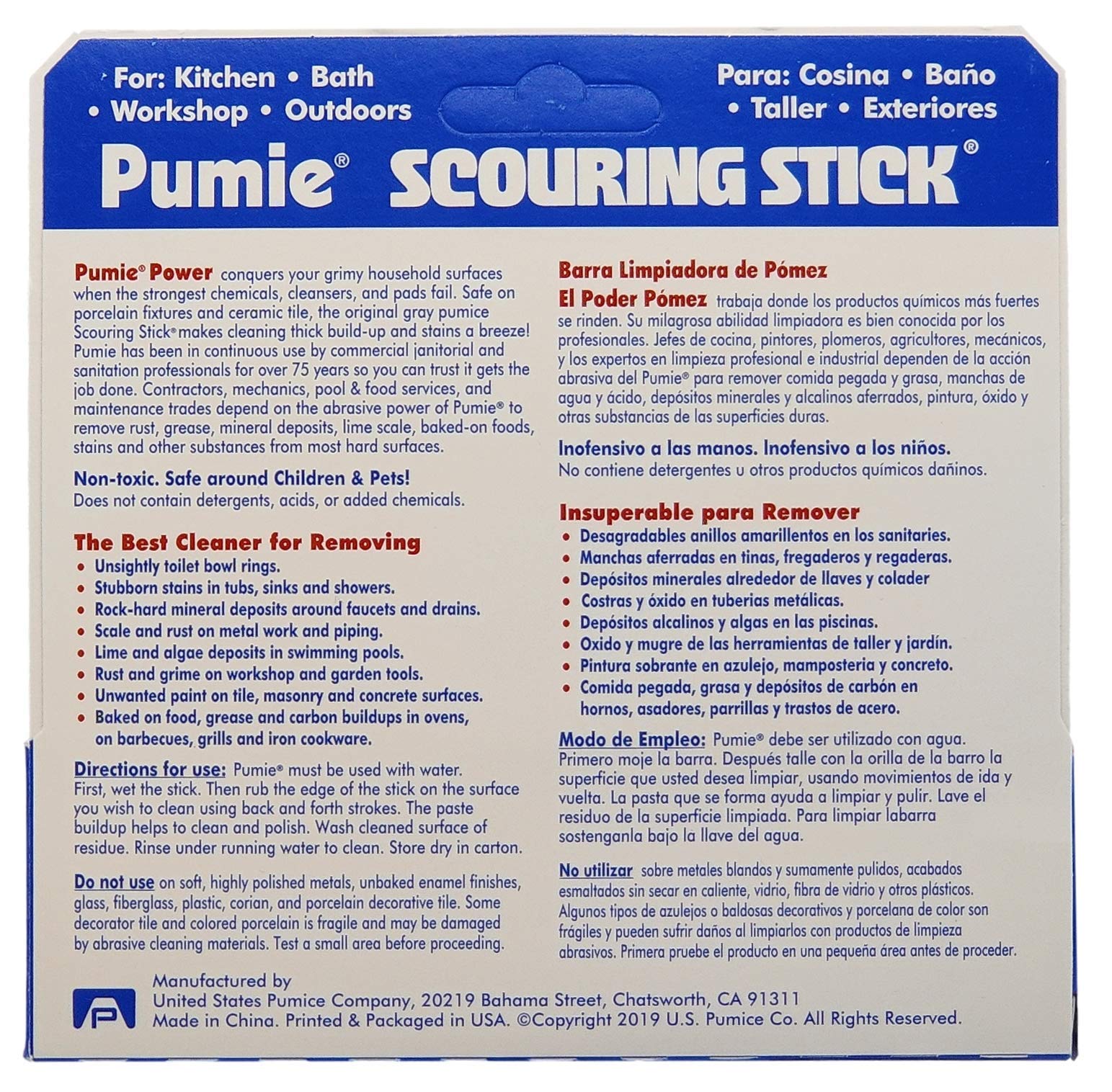6-Pack PUMIE HDW Scouring Stick for Toilet Bowl Cleaning, Cleans Toilet Bowl Hard Water Rings, Buildups, Rust & Tough Stains, Perfect Pumice Stone for Cleaning Bathtub, Pools, Kitchens, Sinks & Grills