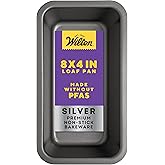 Wilton Silver Non Stick Loaf Pan, Bread and Meatloaf Pan, Made without PFAS, Durable Steel, Even Heating, 8 x 4 Inch