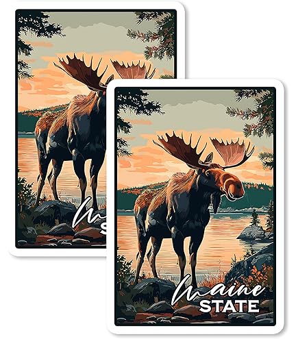 Maine State Map Magnets 2-Pack - 4 Inch Pine Tree Design Strong Fridge Magnets For Souvenirs & Decor