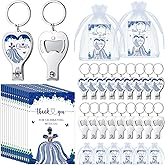 Landical 50 Sets Blue 15th Quinceanera Party Favors Includes Quince Keychain Bottle Opener Nail Clipper Thank You Cards Organza Bags for Guests Sweet 15 Birthday Party Adults Souvenirs