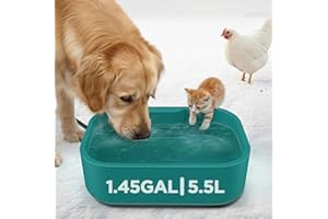 BIETRUNPRO 5.5L/1.45Gal Extra Large Heated Water Bowl, Indoor & Outdoor Winter Antifreezing Pet Heated Thermal Water Bowl Dish, Anti Chewy Cord, BPA-Free, Pet Products for Dog Cats Rabbit Chicken Duck Squirrel