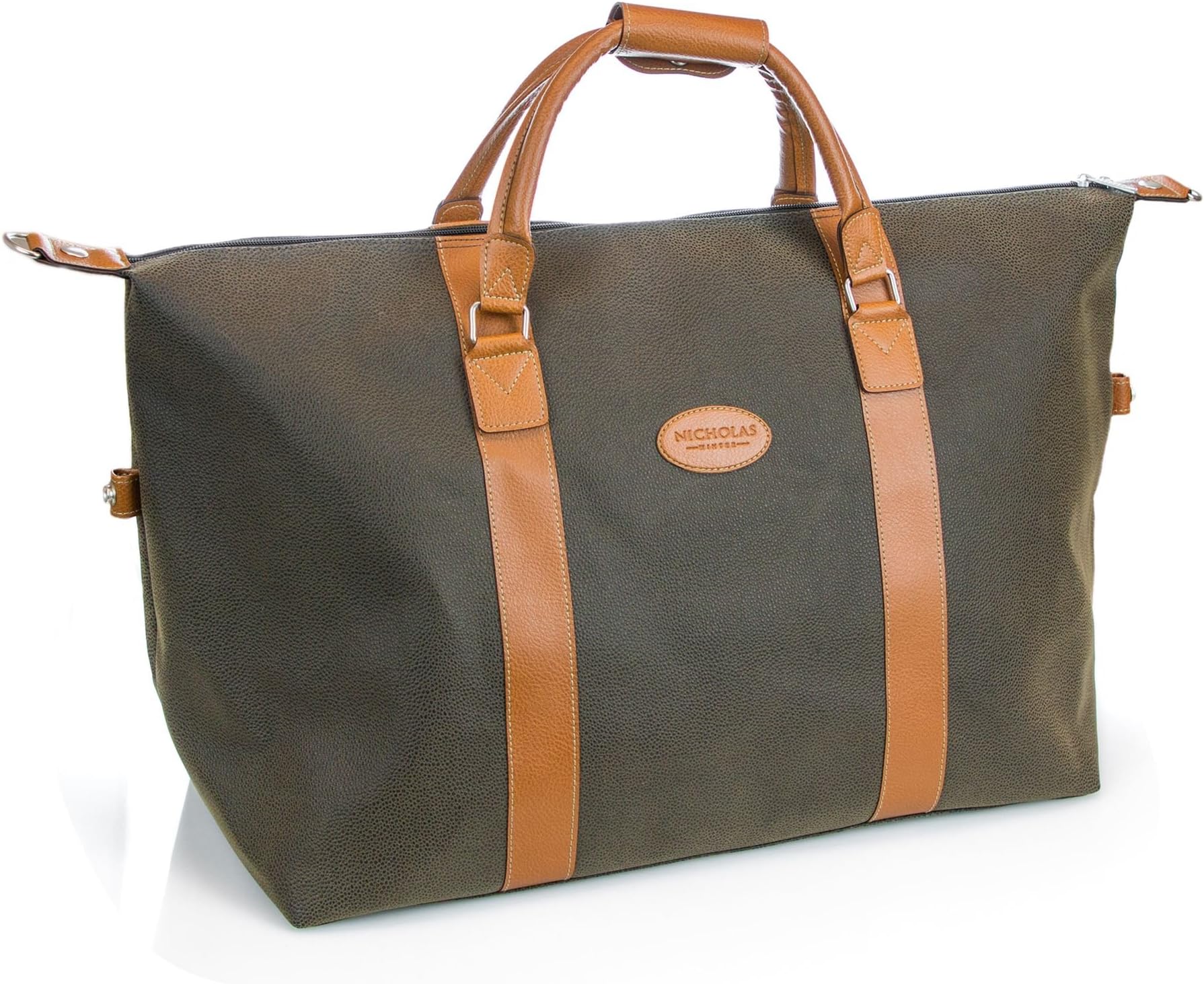Nicholas Winter 60L Classic Men's Faux Leather Travel Holdall - Green