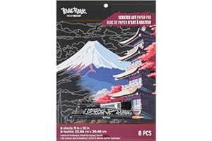 Brea Reese: Scratch Art Paper Pad - Global Iconic Views - 6 Designs, Metallic Guided Art, Dual-Tip Stylus, Easy-to-Frame 9x12 Pages, Adult Craft Kit