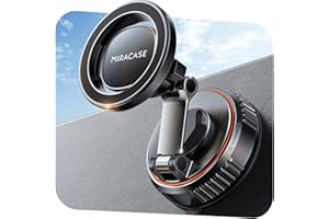 Miracase 适用于 MagSafe 车载支架 [3600gf 强力磁铁和 89+LBS 吸盘底座] 适用于汽车的真空磁性手机支架,360° 可调节仪表板和挡风玻璃支架,带仪表板装饰,适用于所有智能手机