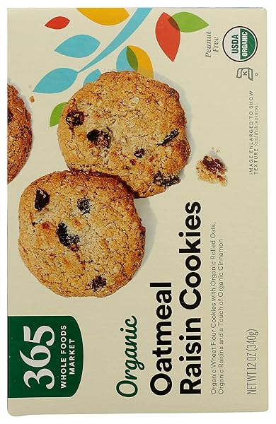 365 BY WHOLE FOODS MARKET, ORGANIC OATMEAL RAISIN COOKIES, 12 OZ