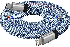 Magtame Magnetic iPhone Charger Cable 5ft, USB C to Lightning Cable MFi Certified, Nylon Braided Cord Fast Charging Compatibl