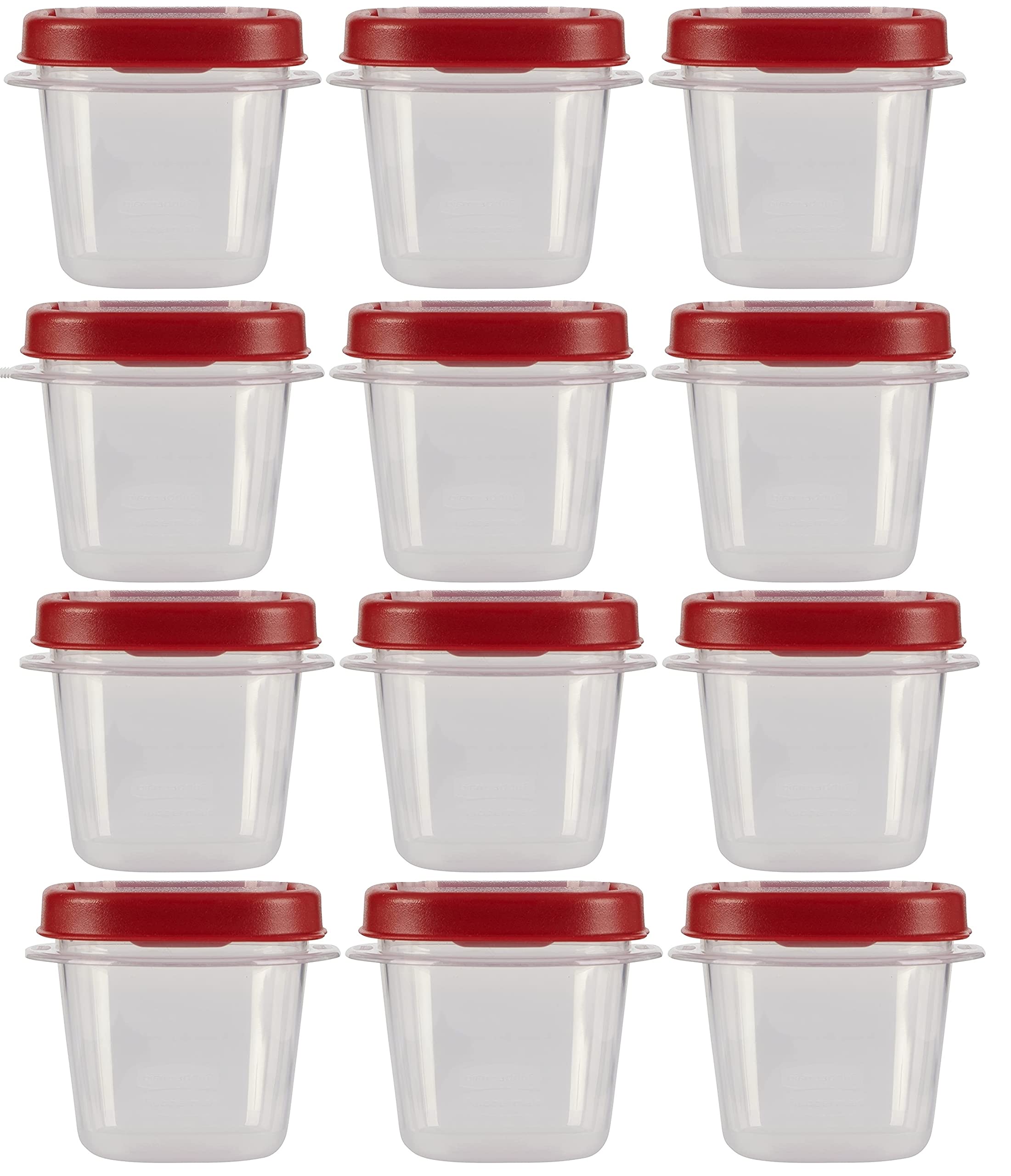 Photo 1 of *ONLY 6* Rubbermaid Easy Find Lids Food Storage Containers, 0.5 Cup, Clear With Red Lids 6 Pack (6 Cups)  BLACK