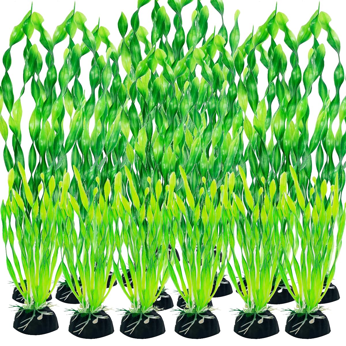 Vibury Artificial Aquarium Plants, 18pcs Fish Tank Decor Green Plants Aquarium Decorations Plastic Plants for Aquarium Simulation