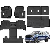 YITAMOTOR Floor Mats for Ford Expedition 2018-2024 7-Seater (Not for Max Model), Custom Fit All Weather TPE Mat, 18-24 Ford Expedition 7 Seats Accessories Floor Liners Full Set, Backrest & Cargo Liner