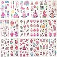 18 Sheets of Dessert Temporary Tattoos Cartoon Rainbow Ice Cream Lollies Cookie Cake Heart Tattoo Stickers for Girls Boys Kids Adults – Great for Birthday Party Sweet Summer Party Supplies
