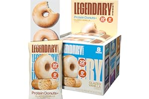 Legendary Foods 22gr Protein Donuts - Glazed Vanilla 8x (2 Donuts per Pack), High Protein, Zero Sugar, Gluten Free and Low Carb, Keto Friendly Snack, Healthy Donut for GLP-1, Diabetic, Bariatric Diets