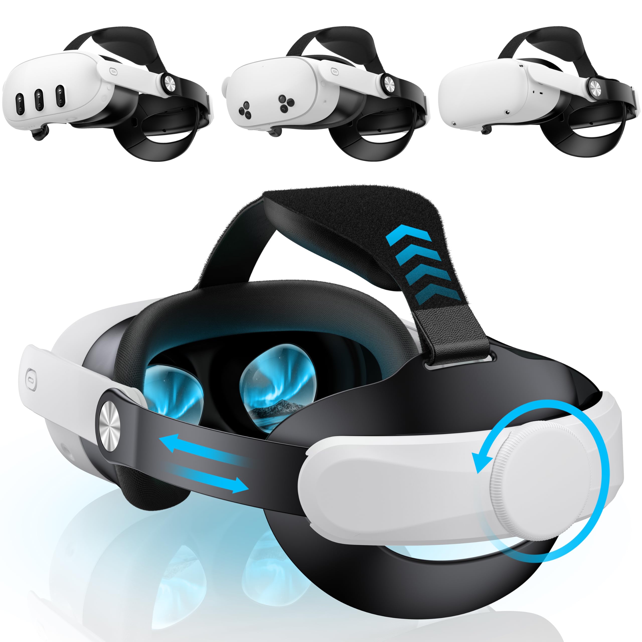 Kawaye for Meta Quest 3S/Quest 2/Quest 3 Head Strap, Adjustable Halo Strap Replacement for Elite Strap, VR Headset Strap Enhanced Support&Comfort Reduce Facial Pressure
