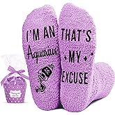 HAPPYPOP Zodiac Gifts for Women - Astrology Constellation Horoscope Gifts, Fuzzy Space Galaxy Socks