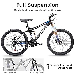 Ecarpat 24 Inch Mountain Bike, Dual Full Suspension