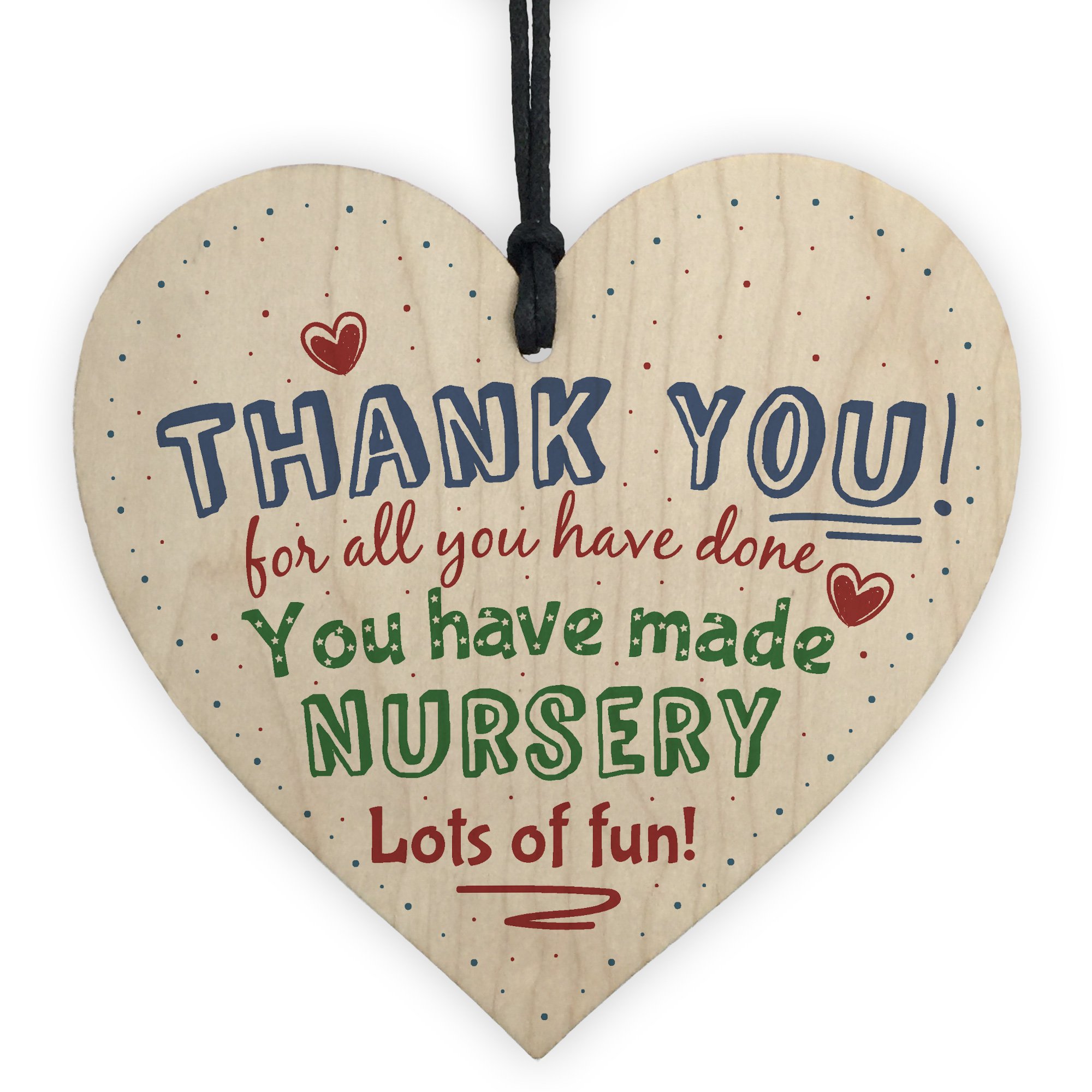 RED OCEAN Nursery Teacher Teaching Assistant Gift Wooden Hanging Heart Thank You Leaving Present