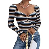Zeagoo Sweaters for Women Fall Long Sleeve V Neck Sexy Ribbed Knit Sweater Slim Fit Solid Basic Casual Tops