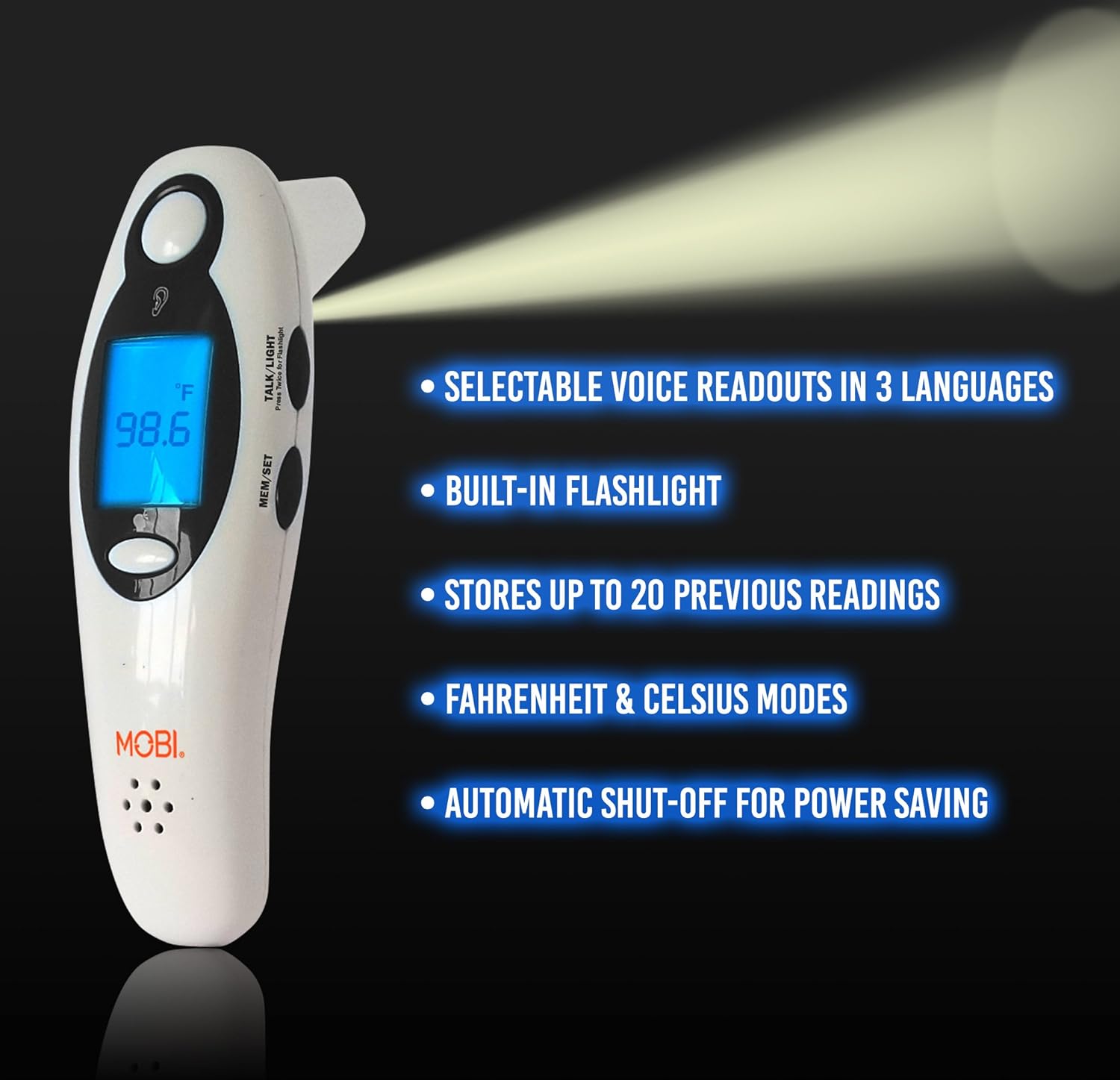 Baby Care MOBI DualScan Talking Ear Forehead Digital Thermometer Baby