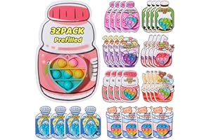 MEADIN Valentines Day Gifts for Kids - 32 Pack Prefilled Heart Pop Fidget Valentines Cards for Kids Classroom - Valentine Exchange Cards for Boys Girls School Class Gifts Party Favors