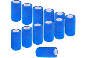 PRAIRIE HORSE SUPPLY 3 Inch Vet Wrap Tape Bulk (Blue) (Pack of 12) Self Adhesive Adherent Adhering Flex Bandage Grip Roll for Dog Cat Pet Horse