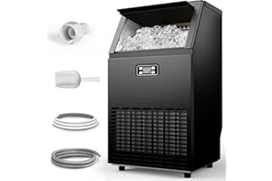 ICEVIVAL Commercial Ice Maker, Producing 100 Lbs/Day, 45 Cubes in 15 Minutes, Under Counter Ice Maker with 33 Lbs Storage, Self-Cleaning, Timer, Ideal for Home, Bar, or Cafe (Commercial Grade, Black)
