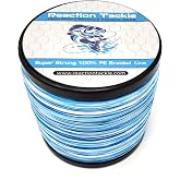 Reaction Tackle Braided Fishing Line, Pro Grade Braid, Fresh and Saltwater | 4 or 8 Strand PE, Zero Stretch, Thin Diameter, Knot Strength, Abrasion Resistant, High Sensitivity, Bass, Walleye, Surf, Ice