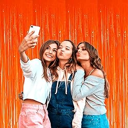 HalloweenDecorate 4 Pack Orange Foil Fringe Curtain