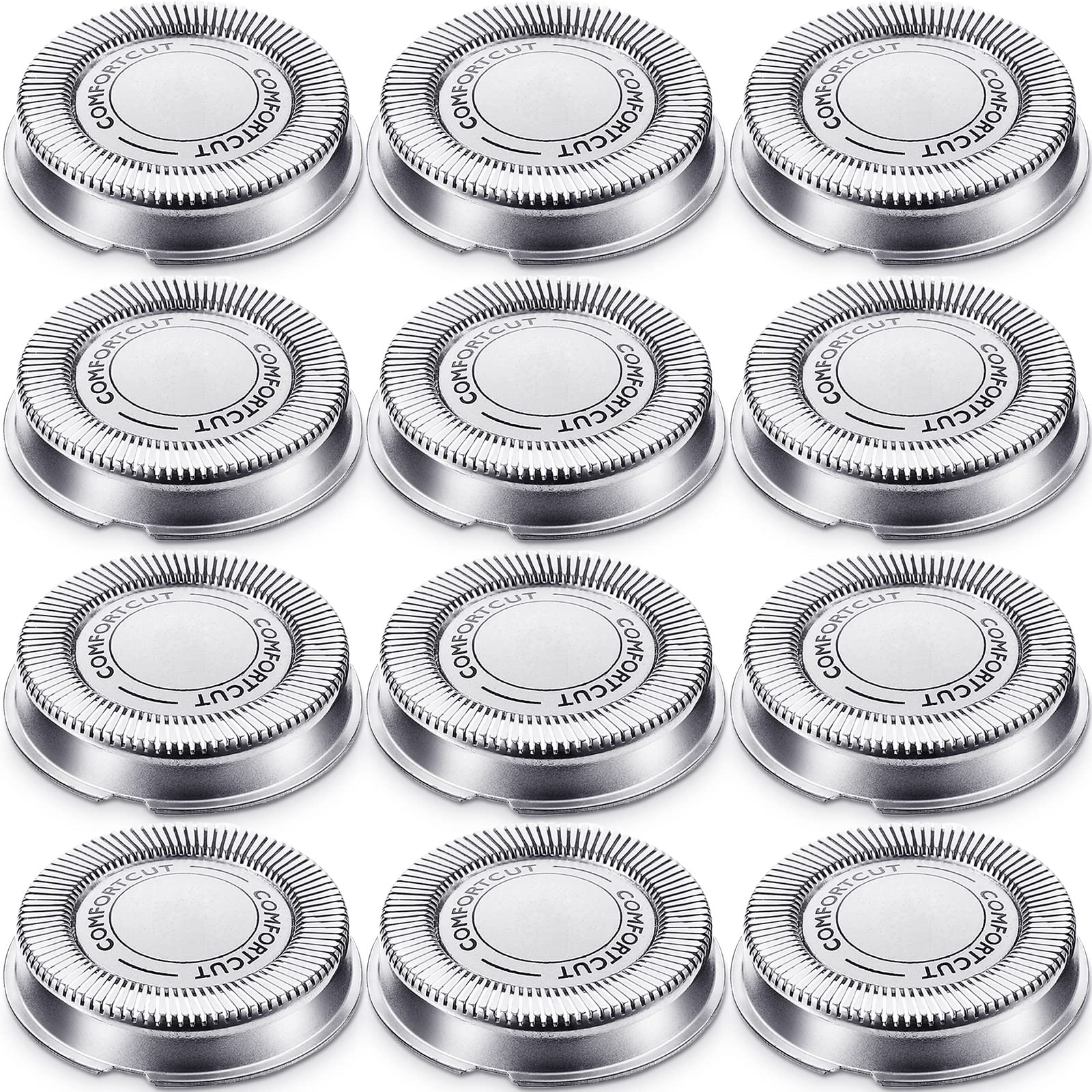 SH30 Replacement Head Compatible with Electric Shaver Series 1000, 2000, 3000 Click and Style with Pointed Blade, Non-Original (12 Pieces)