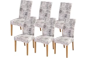 FORCHEER Chair Covers for Dining Chairs Set of 6,Beige Stretch Dining Room Chair Cover Kitchen Parsons Chair Slipcovers (Pack of 6, Beige)