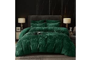 PHF Truly Velvet Duvet Cover Set King Size, 3pcs Ultra Soft Breathable Comforter Cover Set, Luxury Cozy Flannel Duvet Cover with Pillow Shams Bedding Collection, 104" x 90", Emerald Green