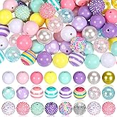 Poen 100 Pcs 20 mm Easter Rhinestone Bubblegum Beads for Pens Bulk Mixed Crystal Resin Chunky Beads for DIY Craft Keychain Necklace Bracelet Jewelry Making Decor for Holiday