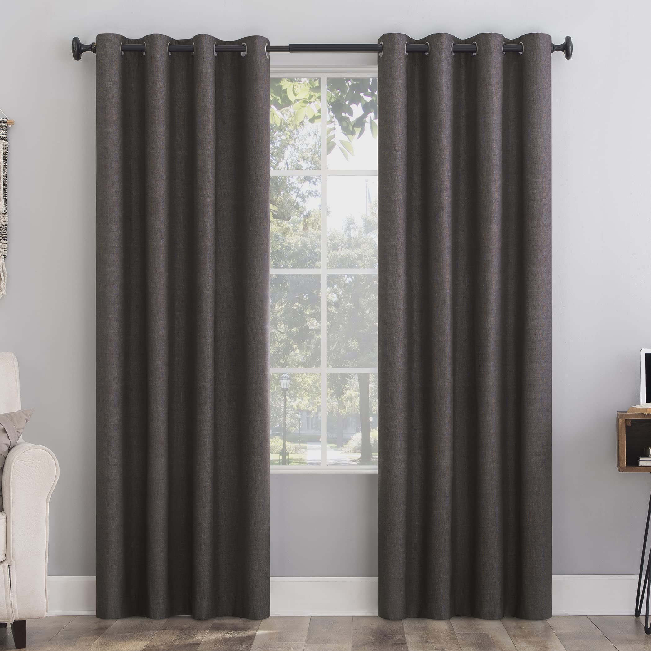 Sun Zero Columbia Energy Saving 100% Blackout Thermal Curtain Pair 50" x 63" (127cm x 160cm) - Fig — image 1
