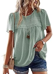 Falechay Summer Tops for Women Short Sleeve Swiss