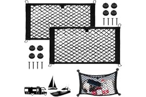 VEEBELL 2 Pack Small Cargo Net Pocket Storage Mesh Net Elastic Automotive Cargo Nets Storage Pouch for Car Trunk Net, RV, Boa