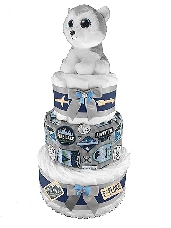 Amazon Com Adventure Awaits 3 Tier Diaper Cake 50 Size 1 Diapers