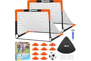 X-UMEUS Kids Soccer Goals for Backyard Set of 2, 4 x 3 ft/6 x 4 Toddler Soccer Goal Training Equipment with Soccer Ball, Cones, Pop Up Soccer Net for Kids Age 3-5 4-6 6-8 8-12 10-12 Outdoor Games Sports Gifts