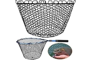 Dovesun Rubber Fishing Net Replacement Netting without Handle Clear Black Fishing Nets for Fish Fly Fish Landing Net Bag for 
