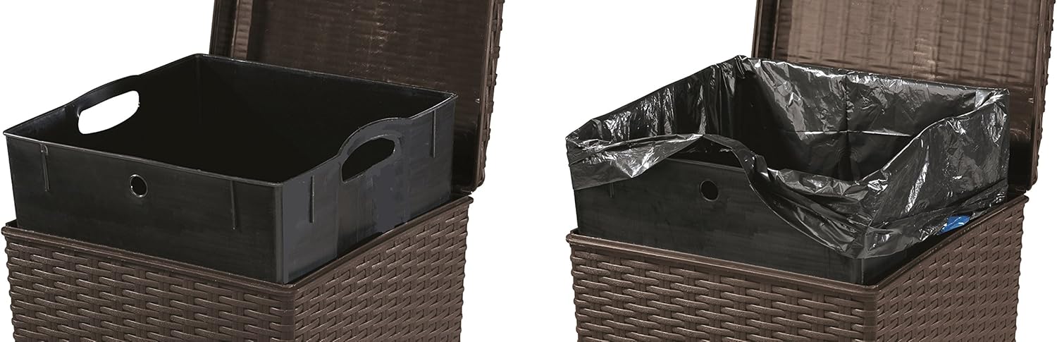 Keter 231478 Large Outdoor Trash Can with Lid Perfect for Backyard Hosting, Patio and Kitchen Use, Espresso Brown : Garden & Outdoor