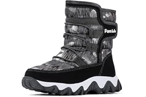 PAMLULU Outdoor Slip Resistant Warm Waterproof Boys Winter Snow Boots for Kids Toddler