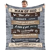 Wxiben Christian Blanket Gifts for Men - Catholic Gifts for Christian Men, Bible Religious Spiritual Inspirational Baptism Gift Christmas Birthday Encouragement Gift, Man of God Throw Blanket 59"X 51"