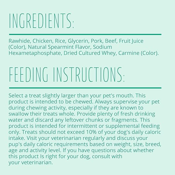 BETTER BELLY DENTAL KABOBS, DENTAL DOG CHEWS WITH BREATH-FRESHENING SPEARMINT, 18 COUNT