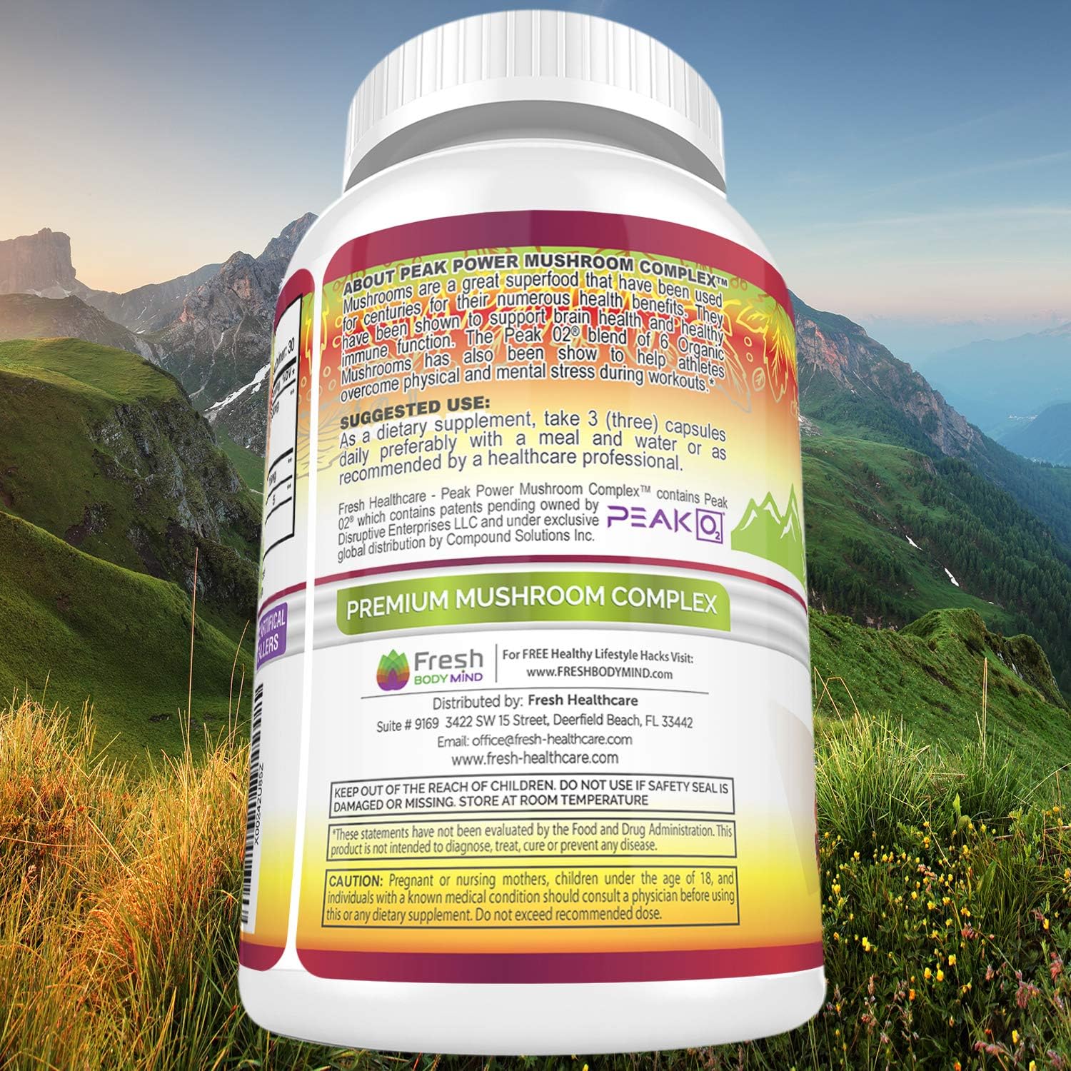 Premium 6 Mushroom Immune Support Supplement, 90 Vegan Capsules of Peak