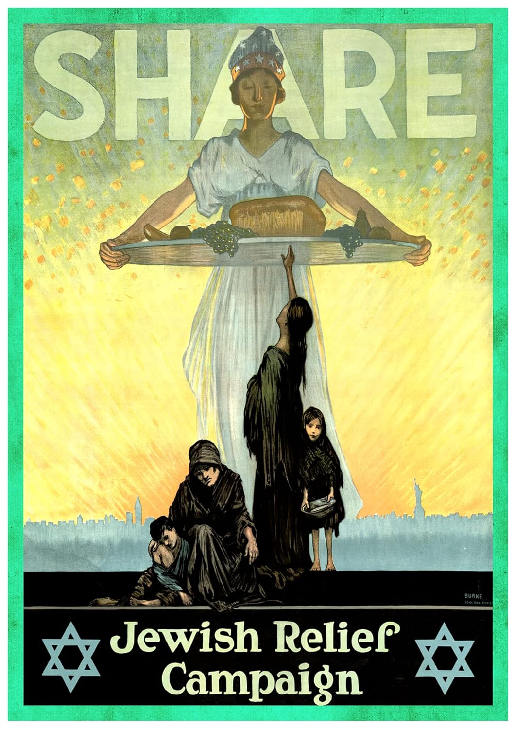Share Jewish Relief Campaign. A4 Glossy Vintage Propaganda Poster Art
