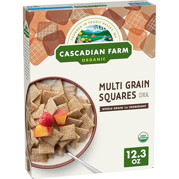 CASCADIAN FARM ORGANIC MULTIGRAIN SQUARES CEREAL, 12.3 OZ