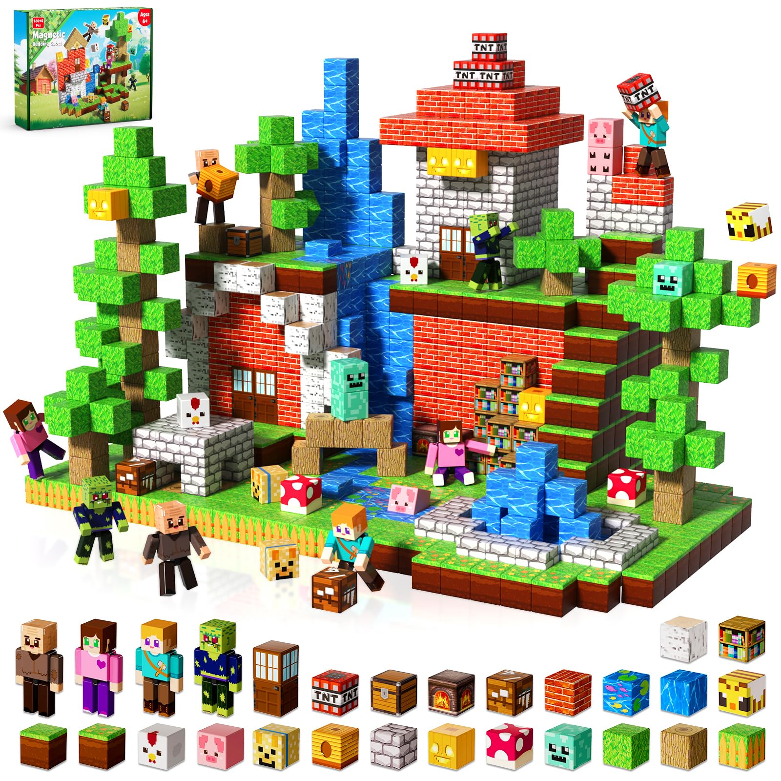 Photo 1 of 160 Pcs Magnetic Blocks - Magnetic Building Blocks for Kids Ages 4-8, Magnet Cubes Stacking Toy, Classroom STEM Toys, Birthday Gift for 3+ Year Old Boys Girls (Patent Pending)